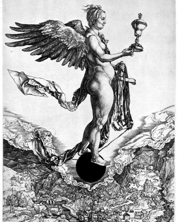 Némesis. Albrecht Dürer, 1502. Rectificado.