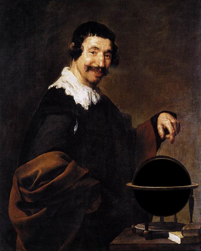 Demócrito o el geógrafo. Diego de Silva Velázquez, 1628. Rectificado.