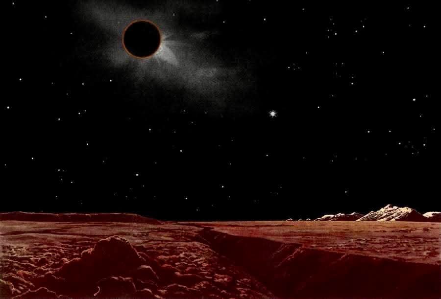 Solar Eclipse from the Moon. Lucien Rudaux, 1920.